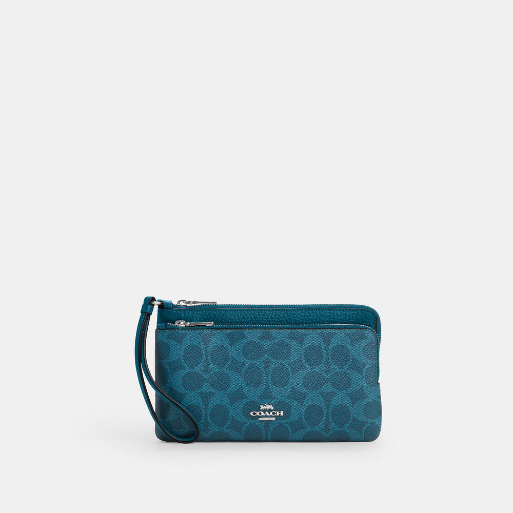Coach Double Zip Wallet In Signature Canvas